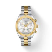 Tissot PR 100 Sport Chic Chronograph Silver Dial Two Tone Steel Strap Watch For Women - T101.917.22.031.00