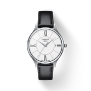 Tissot Bella Ora Round White Dial Black Leather Strap Watch For Women - T103.210.16.018.00