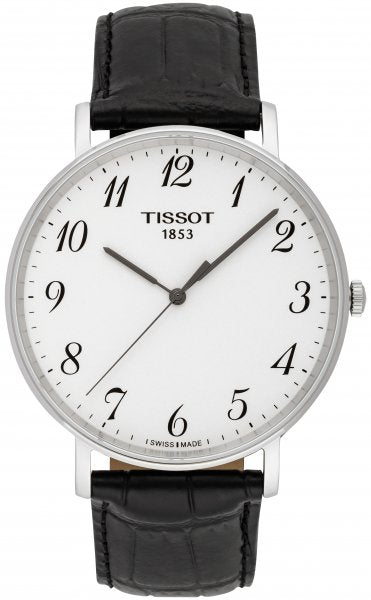 Tissot Everytime Jam Tangan Tali Kulit Hitam Dial Putih Besar Untuk Pria - T109.610.16.032.00