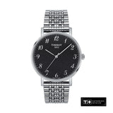 Tissot T Classic Everytime Quartz Black Dial Silver Steel Strap Watch for Men - T109.410.11.072.00