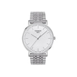 Tissot T Classic Everytime Large White Dial Silver Steel Strap Watch for Men - T109.610.11.031.00