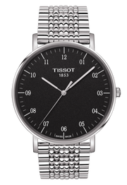 Tissot Everytime Large Black Dial Silver Mesh Bracelet Watch For Men - T109.610.11.077.00