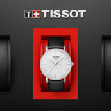Tissot T Classic Everytime Jam Tangan Tali Kulit Hitam Dial Putih Besar Untuk Pria - T109.610.16.031.00