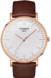 Tissot T Classic Everytime White Dial Brown Leather Strap Watch for Men - T109.610.36.031.00