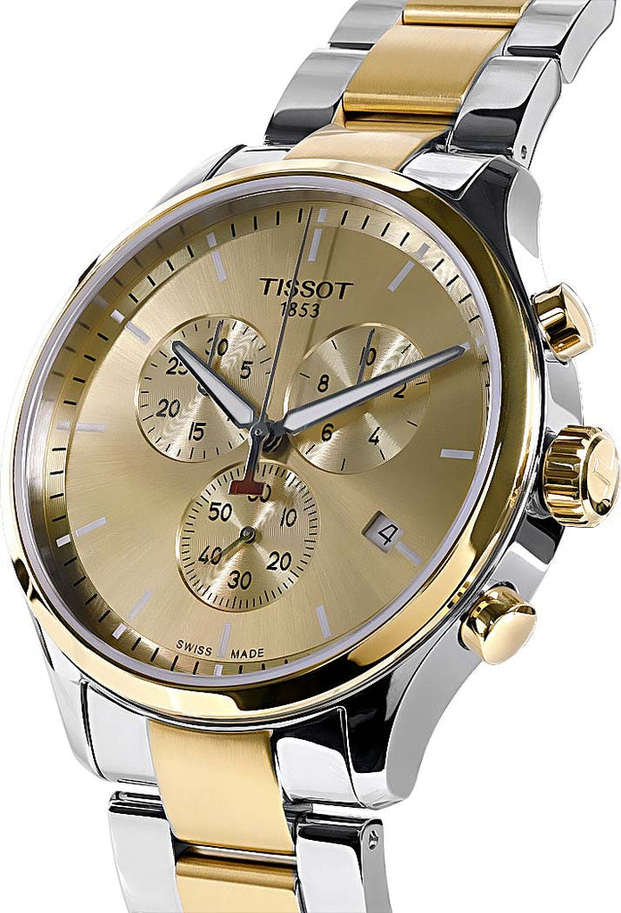 Tissot T Sport Chrono XL Classic Gold Dial Two Tone Steel Strap