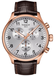 Tissot Chrono XL Classic Silver Dial Brown Leather Strap Watch For Men - T116.617.36.037.00
