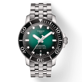天梭 Seastar 1000 Powermatic 80 绿色表盘银色钢表带男士手表 - T120.407.11.091.01
