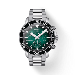 Tissot Seastar 1000 Chronograph Green Dial Silver Steel Strap Watch For Men - T120.417.11.091.01
