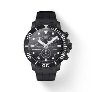 Tissot Seastar 1000 Chronograph Black Dial Black Rubber Strap Watch For Men - T120.417.37.051.02