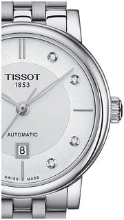 Tissot T Classic Carson Premium White Diamonds Dial Silver Steel Strap Watch for Women - T1222071103600