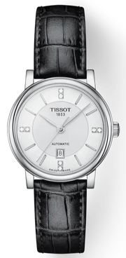 Tissot Carson Premium Lady Born to Be Brace Special Edition Silver Dial Black Leather Strap Watch for Women - T122.207.16.036.00