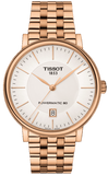 Tissot T Classic Carson Premium Automatic White Dial Rose Gold Steel Strap Watch for Men - T122.407.33.031.00