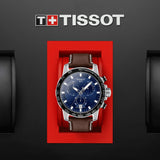 Tissot Supersport Chrono Blue Dial Brown Leather Strap Watch For Men - T125.617.16.041.00