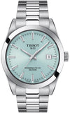 Tissot Gentleman Powermatic 80 Silicium Ice Blue Silver Steel Strap Watch For Men - T127.407.11.351.00