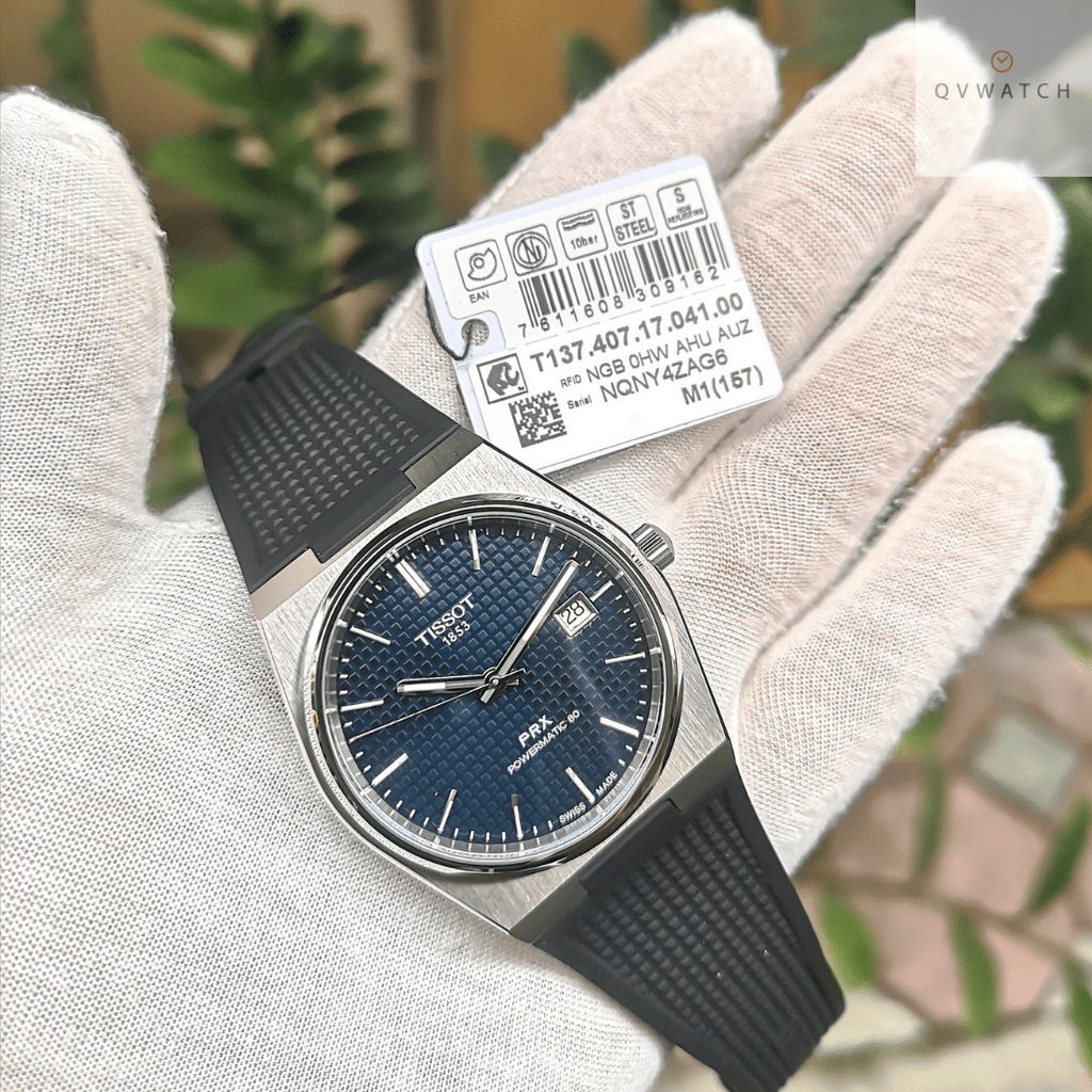 Tissot PRX Powermatic 80 Blue Dial Black Rubber Strap Watch for