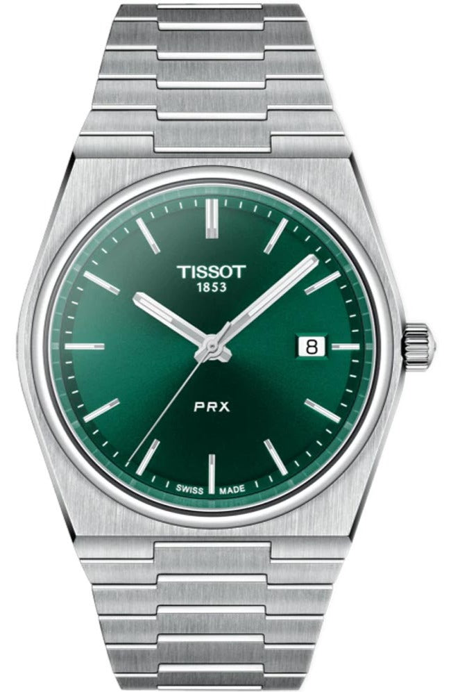Tissot PRX グリーン ダイヤル シルバー スチール ストラップ ウォッチ 