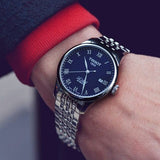 Tissot Le Locle Jam Tangan Tali Baja Perak Dial Hitam Otomatis Untuk Pria - T41.1.483.53