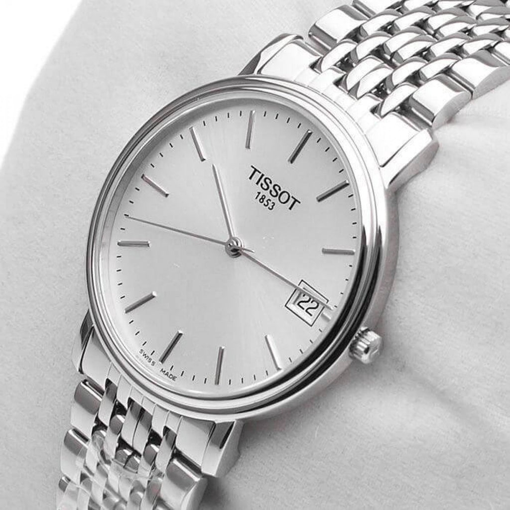 Tissot T Classic Desire Silver Dial Silver Mesh Bracelet Watch for Men