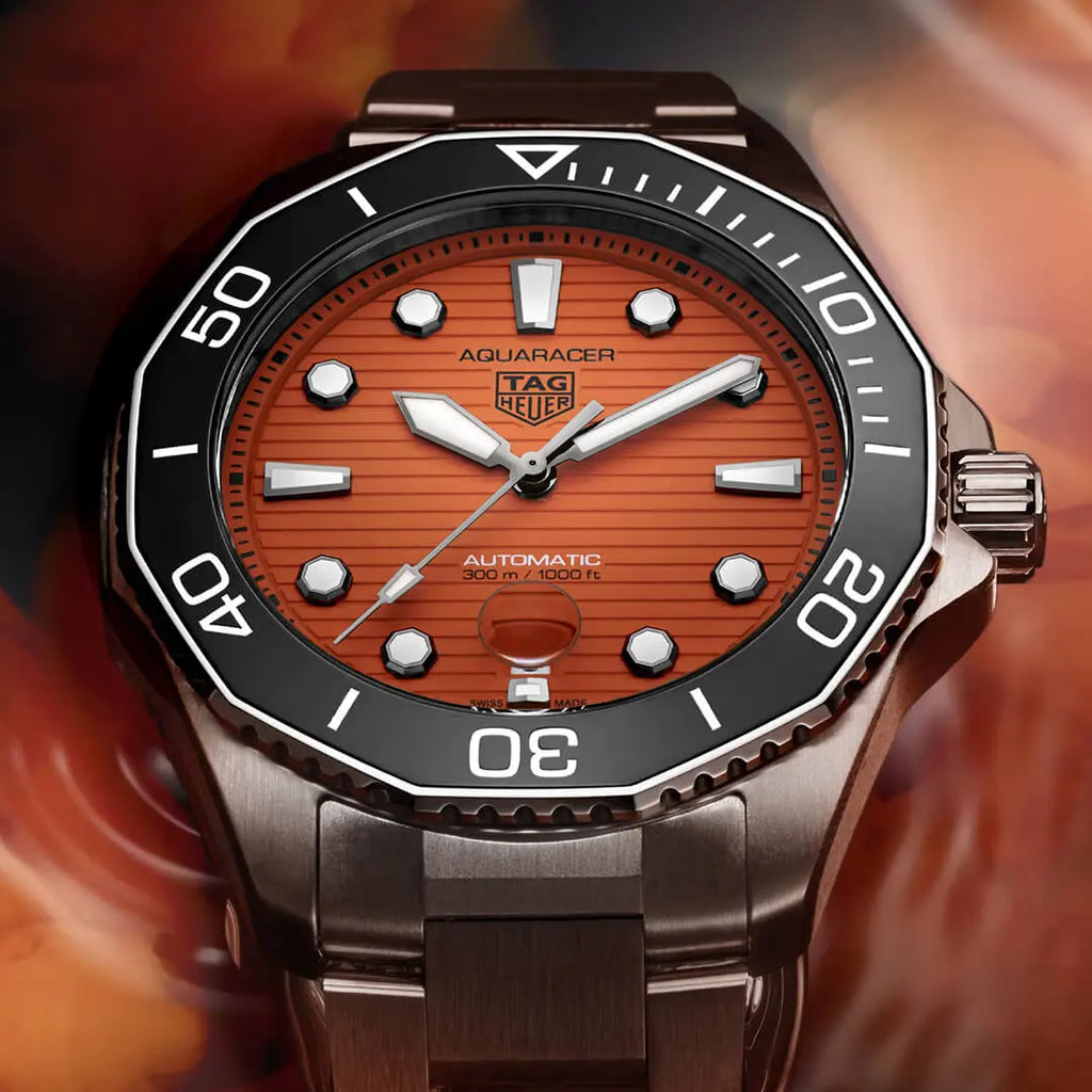 Tag Heuer Aquaracer Professional 300 Diver Automatic Orange Dial Silver Steel Strap Watch for Men - WBP201F.BA0632