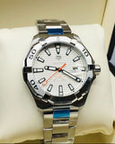 Tag Heuer Aquaracer Calibre 5 Jam Tangan Tali Baja Perak Dial Putih Otomatis untuk Pria - WAY2013.BA0927