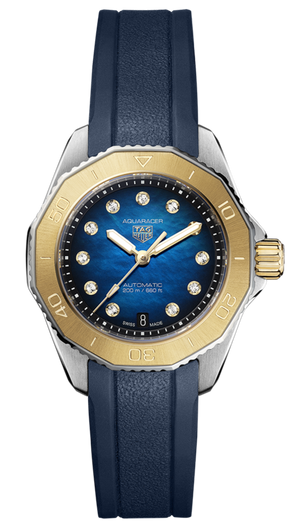 Tag Heuer Aquaracer Professional 200 Automatic Diamonds Blue Dial Blue Rubber Strap Watch for Women - WBP2450.FT6215