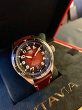 Tag Heuer Autavia Calibre 5 Chinese New Year Maroon panggil Maroon Leather Strap Watch untuk Pria - WBE5193.FC8300