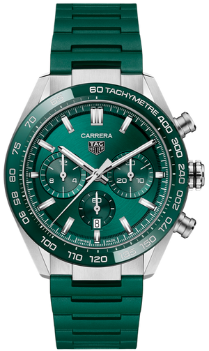 Tag Heuer Carrera Chronograph 44mm Green Dial Green Steel Strap Watch for Men - CBN2A1N.FT6238