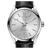 Tag Heuer Carrera Date Silver Dial Black Leather Strap Watch for Men - WBN2111.FC6505