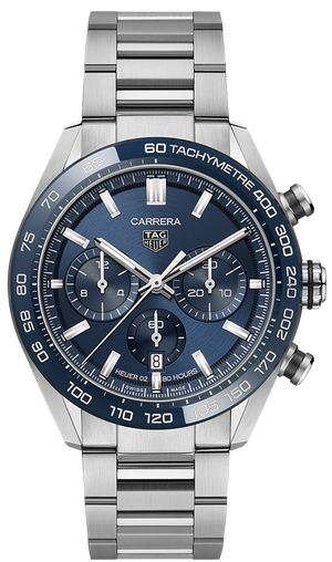 Tag Heuer Carrera Chronograph Blue Dial Silver Steel Strap Watch for Men - CBN2A1A.BA0643