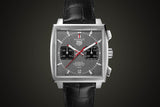 Tag Heuer Monaco Calibre 12 Final Edition Chronograph Grey Dial Black Leather Strap Watch for Men - CAW211J.FC6476