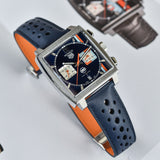 Tag Heuer Monaco Gulf Automatic Chronograph Blue Dial Blue Leather Strap Watch for Men - CBL2115.FC6494