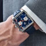 Tag Heuer Monaco Gulf Automatic Chronograph Blue Dial Blue Leather Strap Watch for Men - CBL2115.FC6494