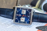 Tag Heuer Monaco Automatic Chronograph Blue Dial Blue Leather Strap Watch for Men - CBL2111.FC6453