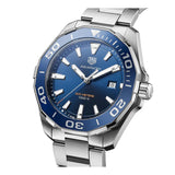 Jam Tangan Pria Tag Heuer Aquaracer dengan Dial Biru dan Tali Baja Perak - WAY101C.BA0746
