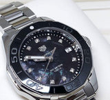 Jam Tangan Tag Heuer Aquaracer Quartz Dial Hitam dengan Tali Baja Perak untuk Wanita - WAY131M.BA0748