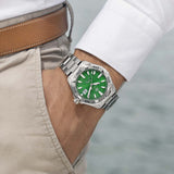 Tag Heuer Aquaracer Calibre 5 Automatic Green Dial Silver Steel Strap Watch untuk Pria - WAY2015.BA0927