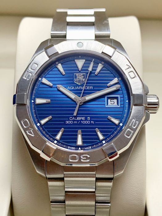 Tag Heuer Aquaracer Automatic 41mm Blue Dial Silver Steel Strap Watch untuk Pria - WAY2112.BA0928