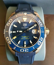 Tag Heuer Aquaracer Calibre 5 Automatic Blue Dial Blue Rubber Strap Watch for Men - WAY201B.FT6150