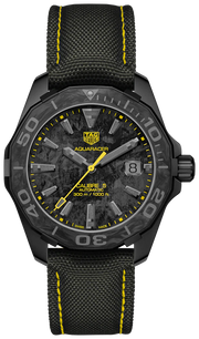 Tag Heuer Aquaracer Calibre 5 Black NATO Strap Carbon Dial Watch for Men - WBD218B.FC6446