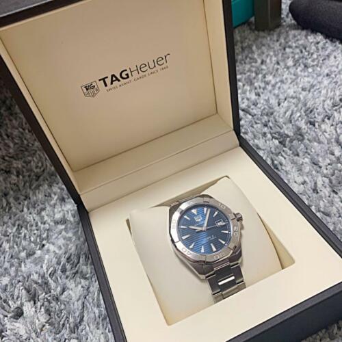 Tag Heuer Aquaracer Automatic 41mm Blue Dial Silver Steel Strap Watch untuk Pria - WAY2112.BA0928
