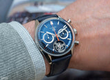 Tag Heuer Carrera Chronograph Tourbillion Blue Dial Blue Leather Strap Watch for Men - CBS5010.FC6543