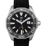 Tag Heuer Aquaracer Calibre 5 Jam Tangan Tali Karet Hitam Dial Hitam Otomatis untuk Pria - WAY201A.FT6142