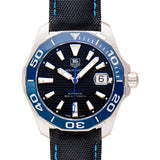 Tag Heuer Aquaracer Calibre 5 Jam Tangan Tali Nilon Hitam Dial Hitam Otomatis untuk Pria - WAY211B.FC6363