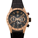 Tag Heuer Carrera Automatic Chronograph Steel & Gold Dial Black Leather Strap Watch for Men - CBG2051.FC6426