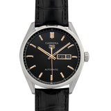 Tag Heuer Carrera Day Date Black Dial Black Leather Strap Watch for Men - WBN2013.FC6503