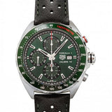 Tag Heuer Formula 1 Kaliber 16 Kronograf Otomatis Jam Tangan Tali Kulit Hitam Dial Hijau untuk Pria - CAZ2016.FC6473