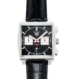 Tag Heuer Monaco Automatic Chronograph Black Dial Black Leather Strap Watch for Men - CBL2113.FC6177