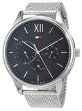 Tommy Hilfiger Damon Quartz Chronograph Black Dial Silver Mesh Bracelet Watch for Men - 1791415