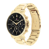 Tommy Hilfiger Tyson Chronograph Black Dial Gold Steel Strap Watch For Men - 1710589