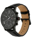 Tommy Hilfiger Alden Chronograph Black Dial Black Leather Strap Watch for Men - 1791310